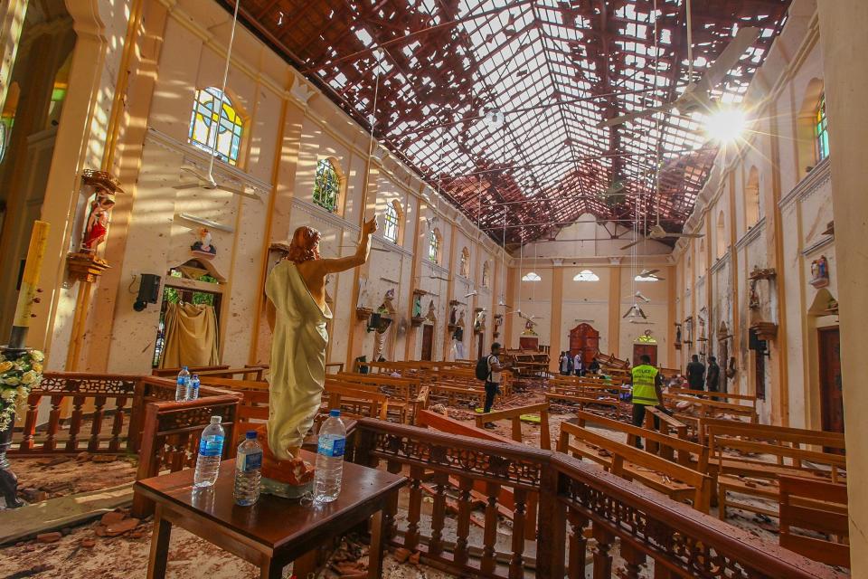 St Sebastian's Church damaged in blast in Negombo (AP)