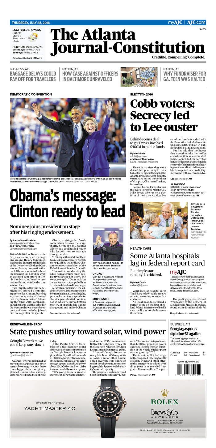 Obama’s message: Clinton ready to lead - THE ATLANTA JOURNAL-CONSTITUTION 