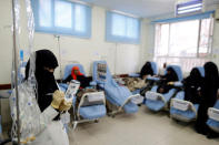 A nurse prepares drug for female patients at a cancer treatment center in Sanaa, Yemen, February 11, 2017. REUTERS/Khaled Abdullah