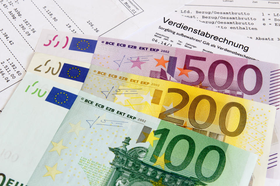 German payroll with euro banknotes