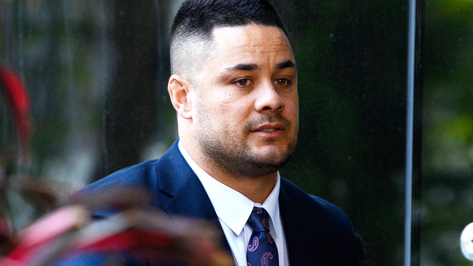 Jarryd Hayne, pictured here arriving at Newcastle Court.