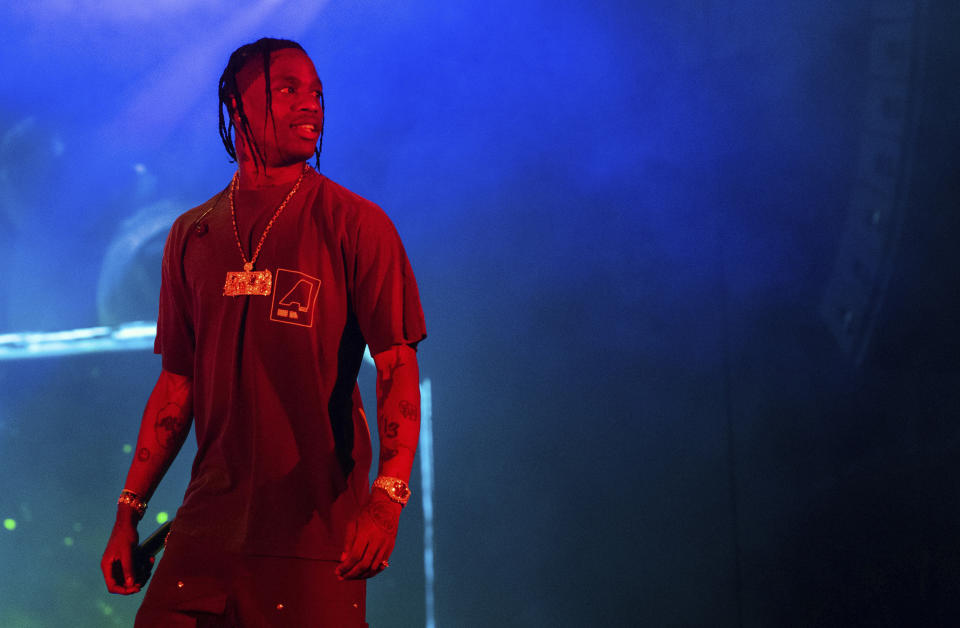 FILE - Travis Scott performs during Day 2 of Music Midtown on Sept. 15, 2019, in Atlanta. Scott turns 30 on April 30. (Photo by Paul R. Giunta/Invision/AP, File)