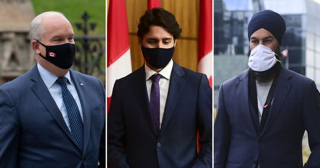 Conservative Leader Erin O’Toole, Prime Minister Justin Trudeau, and NDP Leader Jagmeet Singh are shown in a composite image of photos from The Canadian Press.