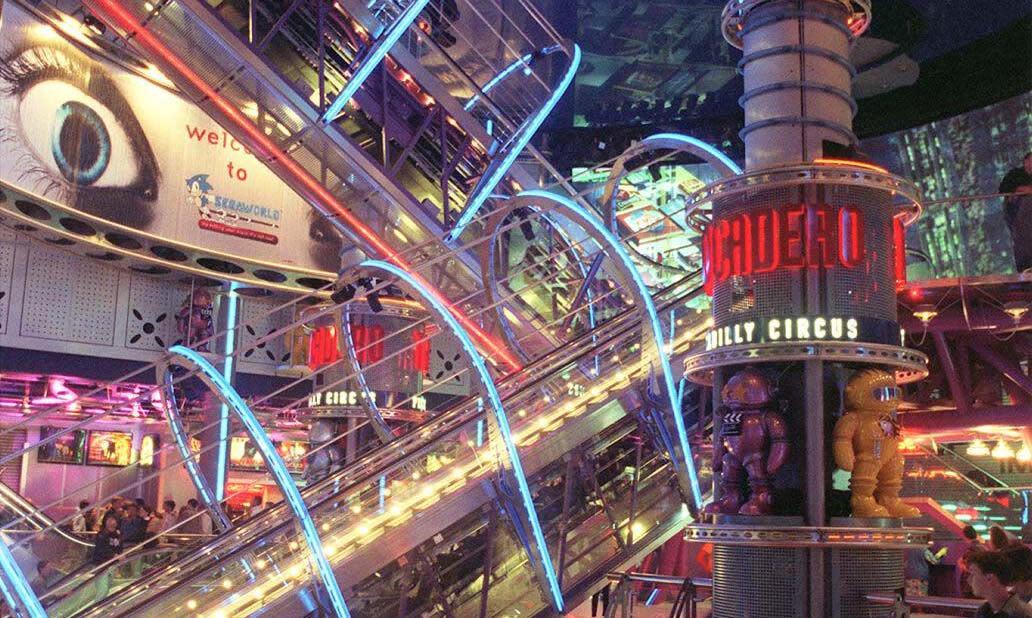 <span>Vision of the future … the ‘rocket’ escalators in London’s Trocadero were ‘like going from normality into a spaceship’.</span><span>Photograph: PA Images/Alamy</span>