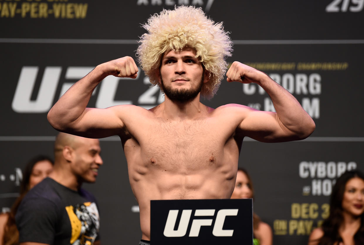 Khabib Nurmagomedov will likely face his father’s wrath. (Getty Images)