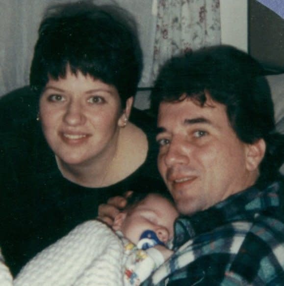 9/11 victim Sean Canavan pictured with sister Celine Canavan and baby nephew Aidan. 