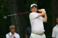 GREENSBORO, NC - AUGUST 19: Tim Clark of South Africa hits his tee shot on the second hole during the final round of the Wyndham Championship at Sedgefield Country Club on August 19, 2012 in Greensboro, North Carolina. (Photo by Hunter Martin/Getty Images)
