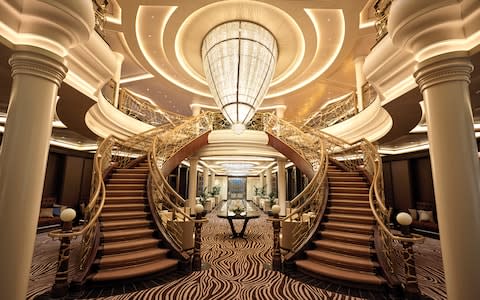 The atrium on board Regent Seven Seas Explorer - Credit: Steve Beaudet