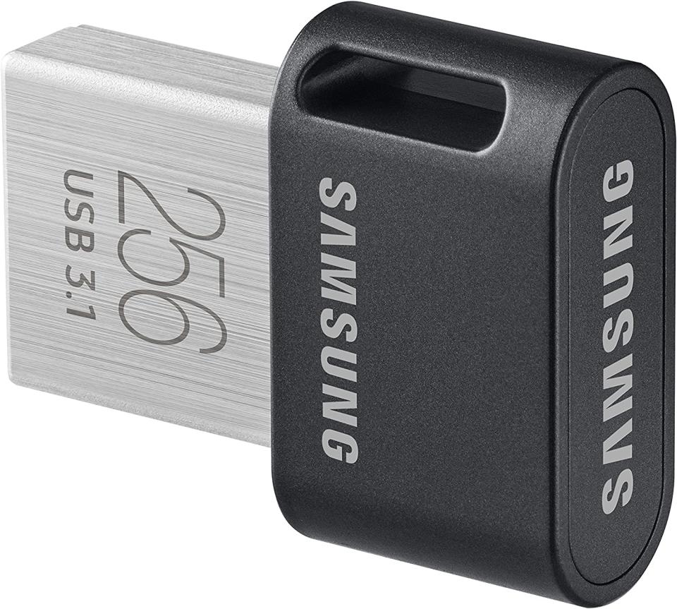 SAMSUNG MUF-256AB AM FIT Plus 256GB 400MBs USB 3.1 Flash Drive against white background