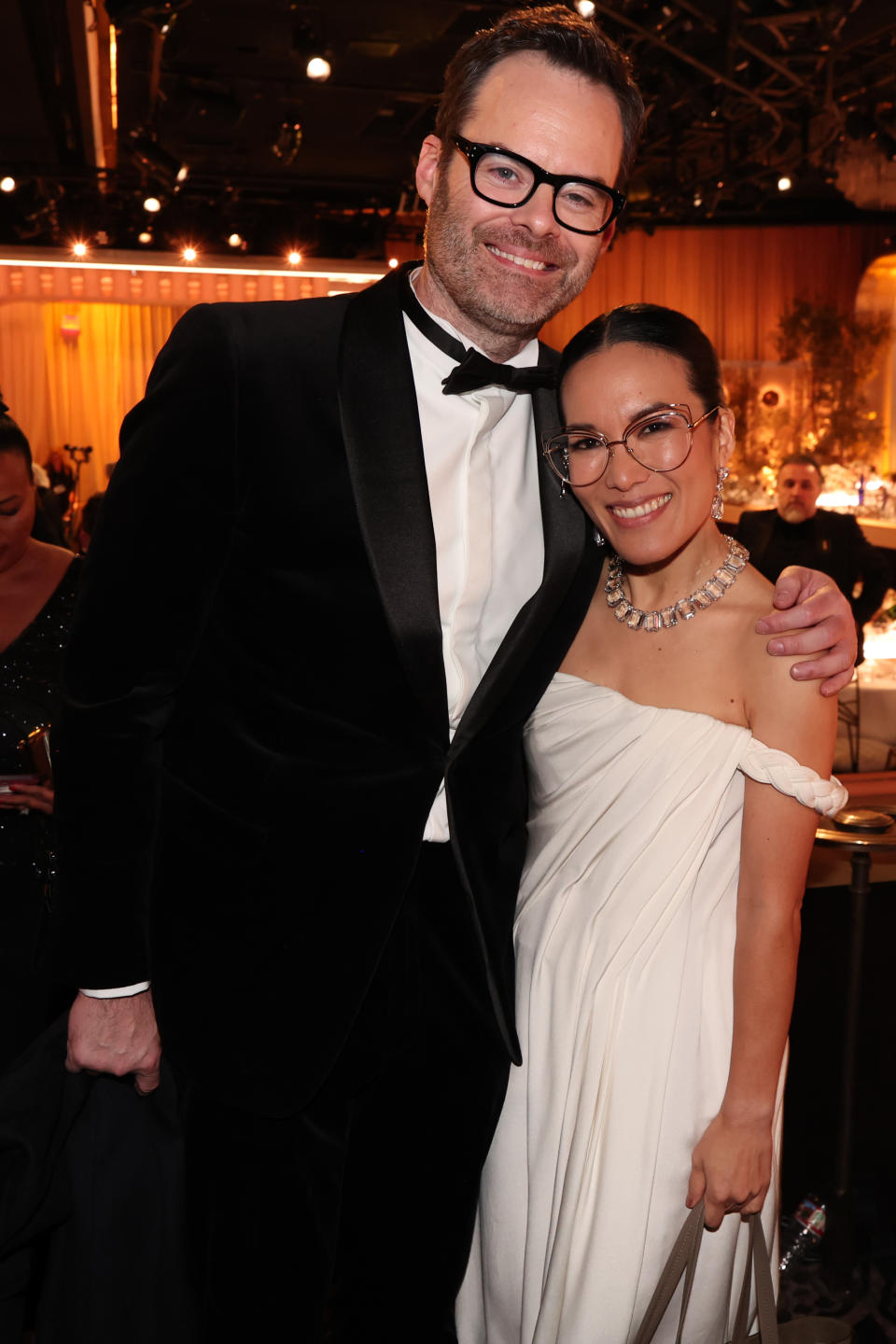 Bill Hader and Ali Wong at the 81st Golden Globe Awards held at the Beverly Hilton Hotel on January 7, 2024 in Beverly Hills, California.