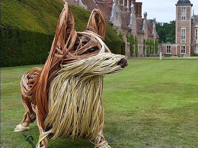 One of the seven wicker corgi sculptures (Broadland District Council)