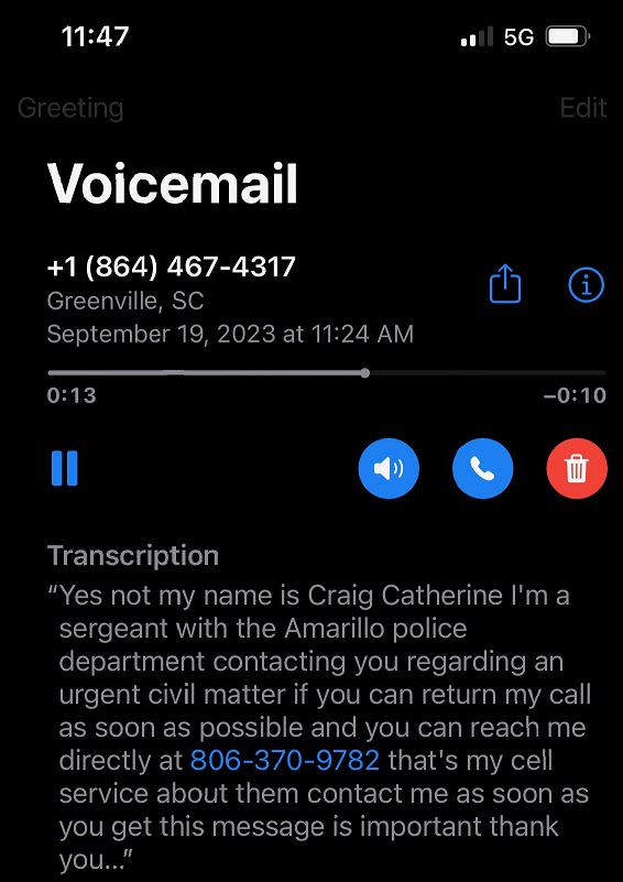 The Amarillo Police Department (APD) is warning the public about a local phone scam using an Amarillo officer's actual name.