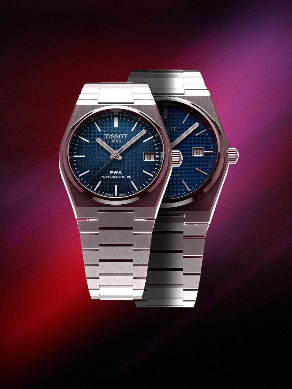 天梭PRX錶款取材自天梭於1978年上市的Seastar Quartz Ref.402050錶款，而當年的錶徑是34.5mm，因此35mm尺寸最接近當時的原型。