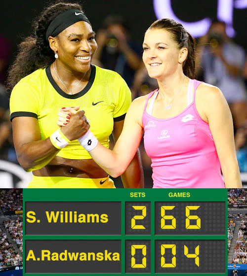 <p>Agnieszka Radwanska found herself on the back foot in the Semi-final clash with Serena Williams. The first set won by Serena Williams 6-0 with the second set more competitive. That was until Radwanska lost her serve in the ninth game allowing Williams to serve for the match and book her place in the final.</p>