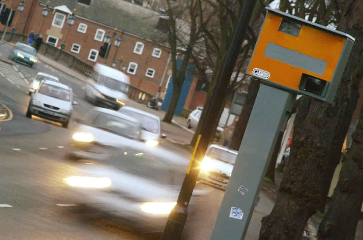 Library filer of a speed camera in Worcester, 22/03/2004. Speed cameras have led to a surge of penalty points on drivers' licences, a poll out Thursday March 9, 2006, showed. About 16% of motorists now have penalty points, with 3% being one offence away from a driving ban, the survey from motor insurance company Direct Line showed. See PA story TRANPORT Speed. PRESS ASSOCIATION Photo. Photo credit should read: David Davies / PA.   (Photo by David Davies - PA Images/PA Images via Getty Images)