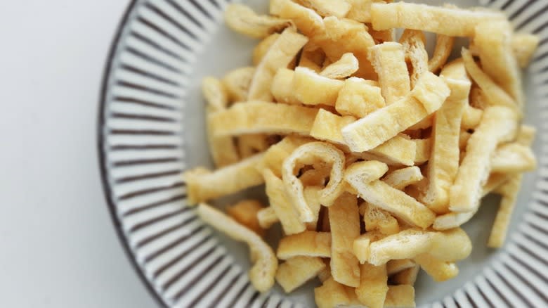 Strips of fried tofu