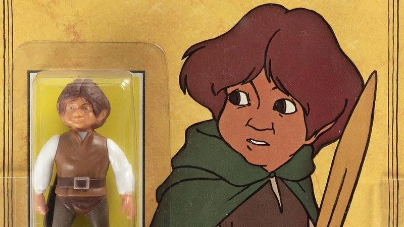 Frodo (and Frodo action figure) as he appeared in Ralph Bakshi’s 1978 Lord of the Rings - Image: Hake’s Auctions