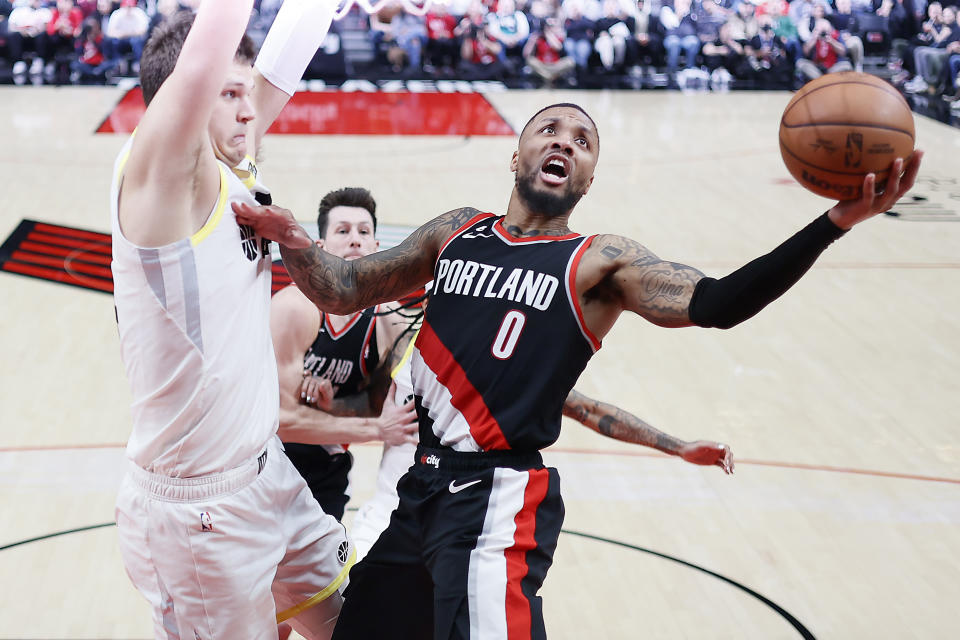 Damian Lillard #0 of the Portland Trail Blazers is a fantasy superstar