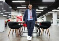 Tony Fernandes, the CEO of AirAsia's parent company, Capital A, attends an interview with Reuters in Sepang