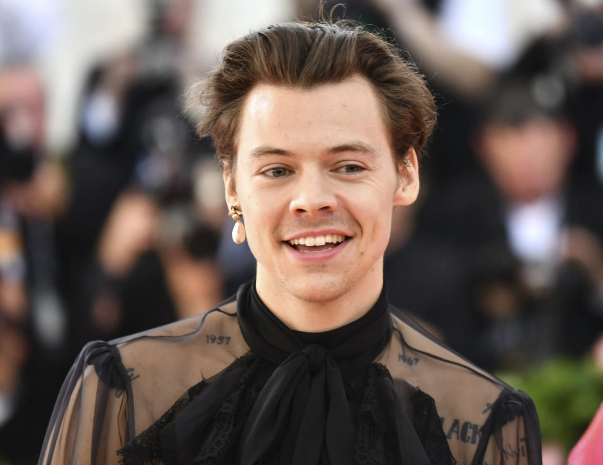 Harry Styles attends The Metropolitan Museum of Art's Costume Institute benefit gala celebrating the opening of the "Camp: Notes on Fashion" exhibition on Monday, May 6, 2019, in New York. (Photo by Charles Sykes/Invision/AP)