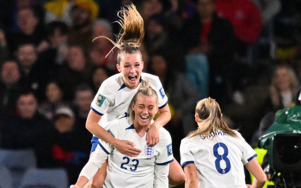 Alessia Russo celebrates scoring her team's second goal against Colombia - Women’s World Cup 2023: Fixtures, and full match schedule for knockout stages