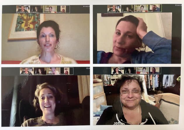 The author (featured top right) on a Zoom call with friends in March 2020.  (Photo: Courtesy of Kristin Moran)
