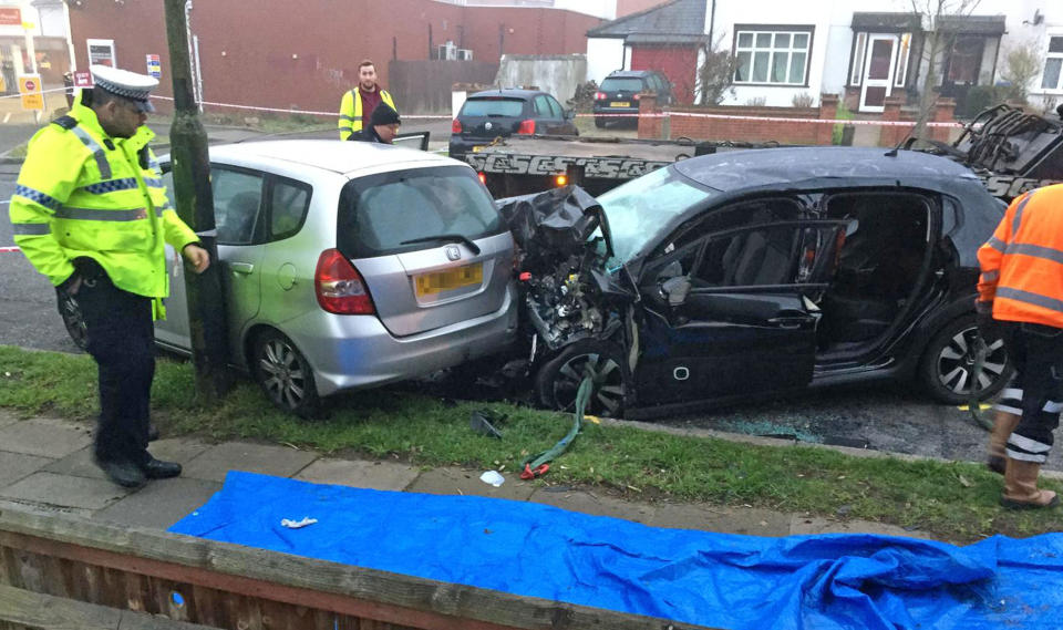 <em>A man and woman in their 70s were killed after a van involved in a police chase hit the car they were in (Picture: PA)</em>