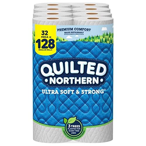Quilted Northern Ultra Soft & Strong® Toilet Paper, 32 Mega Rolls = 128 Regular Rolls, 2-ply Ba…
