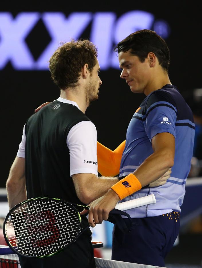 Raonic was on his way to a win over Murray in the Australian Open semi-final, only to be hobbled by an adductor injury that appears not to be an issue this week on the grass. (Photo by Quinn Rooney/Getty Images)