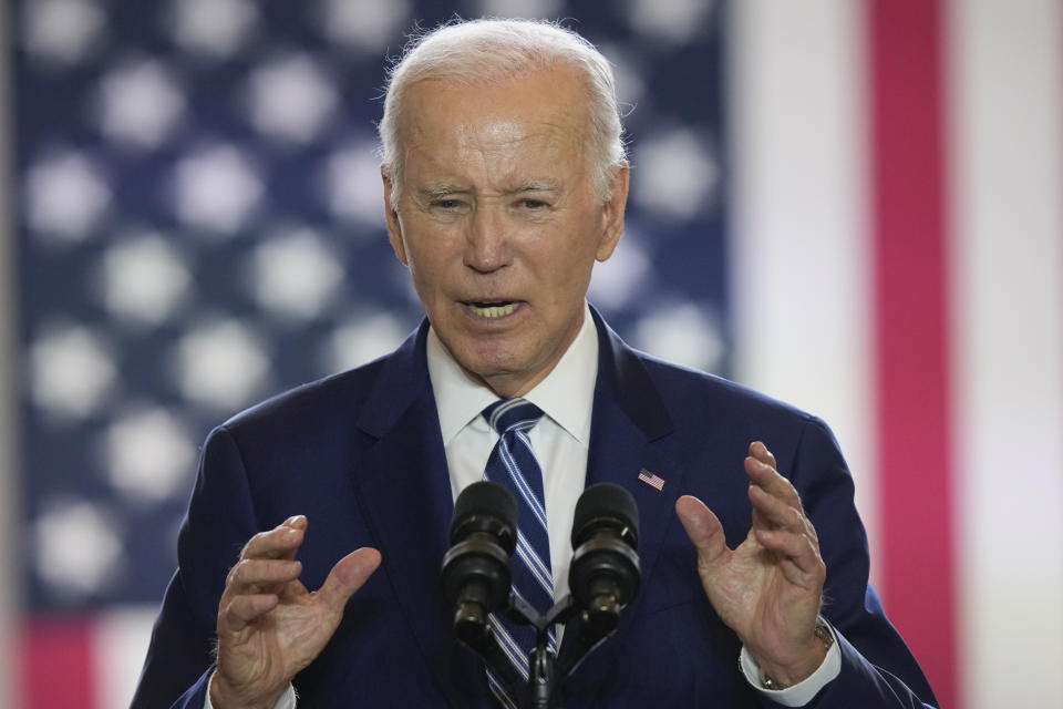 President Joe Biden delivers remarks on the economy, Wednesday, June 28, 2023, at the Old Post Office in Chicago. (AP Photo/Charles Rex Arbogast)