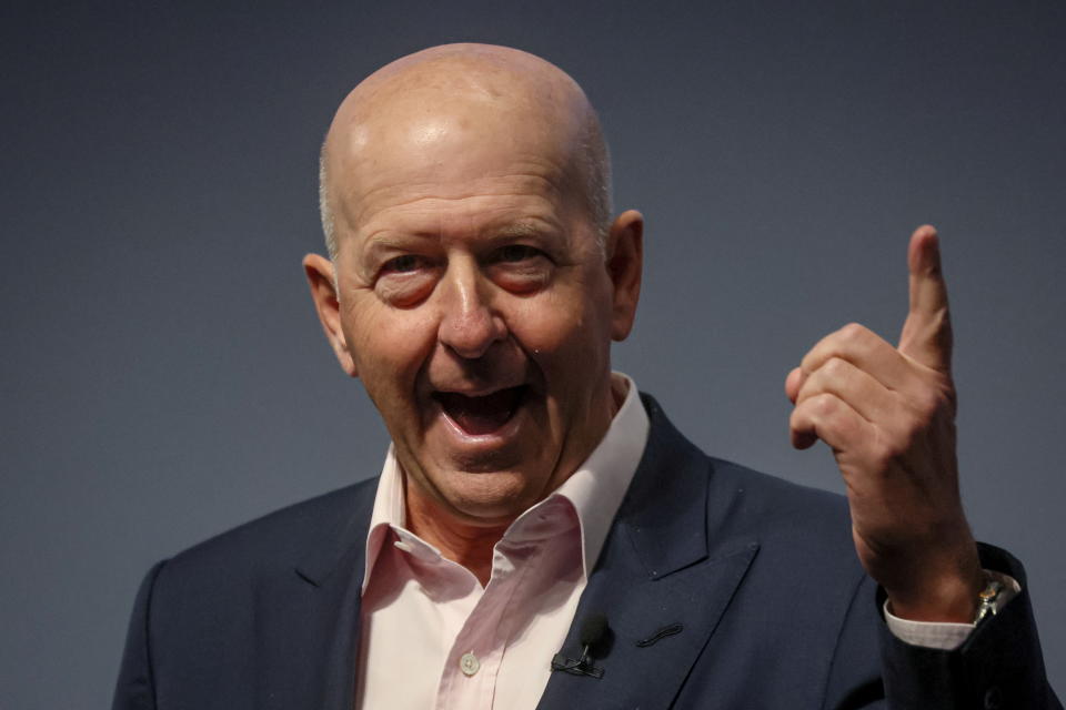 David Solomon, CEO di Goldman Sachs, parla durante il Goldman Sachs Investor Day presso la sede centrale di Goldman Sachs a New York City, Stati Uniti, 28 febbraio 2023. REUTERS/Brendan McDiarmid