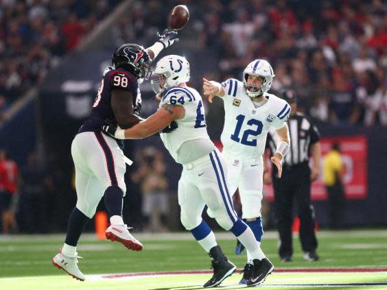 Luck threw for 222 yards and two touchdowns to see the Colts past the Texans (Reuters)