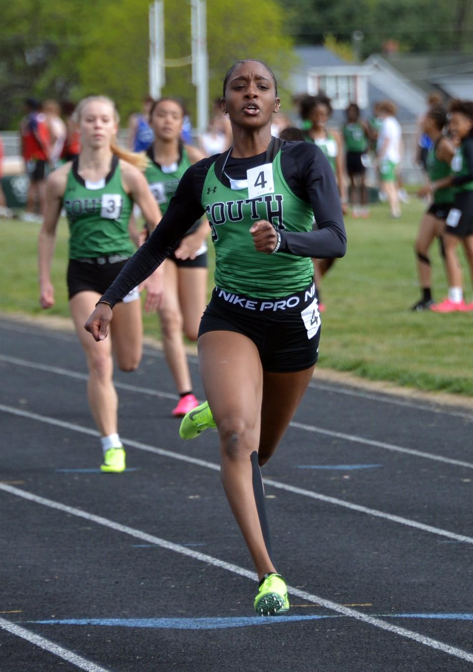 South Hagerstown's Jessica Franklin won the girls 100-meter dash during the Rebel Relays.