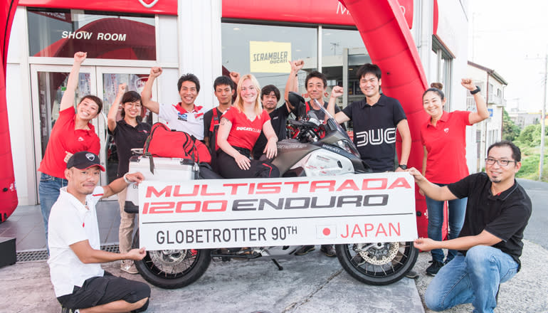 Jessica left Tokyo on September 17 and immediately took to the roads of Mount Fuji, the volcano that dominates over the city populated by 35 million. From there she made her way south to the city of Kiushi, Japan. There Jessica visited the Hiroaki Iwashita museum, which houses the world’s only remaining prototype of the Ducati Apollo.