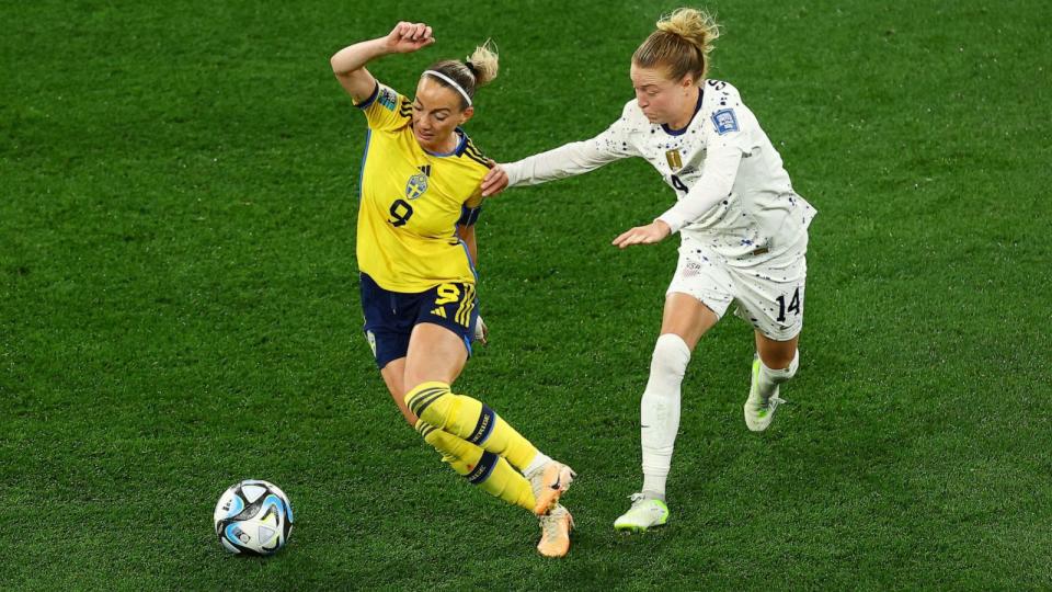 PHOTO: U.S. and Sweden play in the FIFA Women's World Cup Round of 16 in Melbourne, Australia, August 6, 2023. (Hannah Mckay/Reuters)