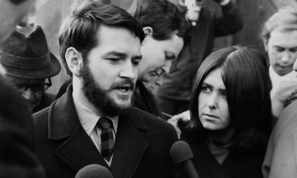 Dafydd Iwan, chairman of the Welsh Language Society, after his release from Cardiff jail in 1970.