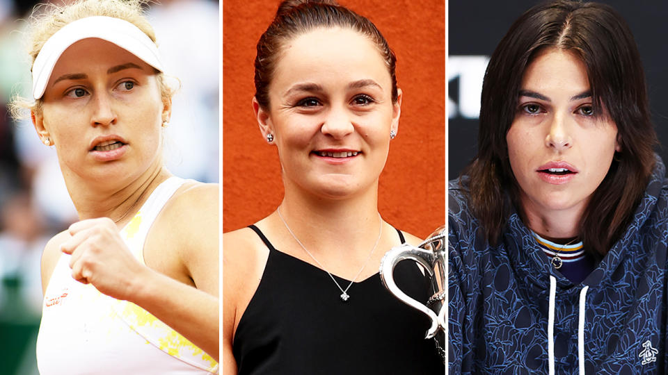 Daria Saville and Ajla Tomljanovic, pictured here alongside Ash Barty.