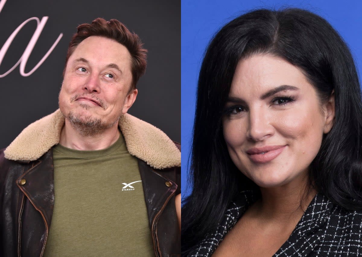 Elon Musk (left) and Gina Carano (AFP/AP)