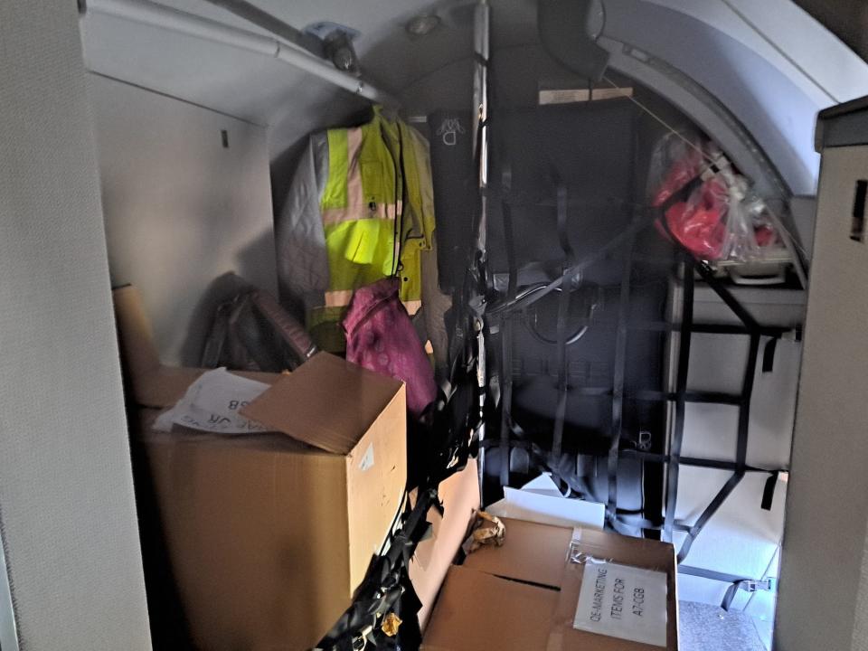 The cargo bay is spacious and can also be accessed from a hatch outside the plane.