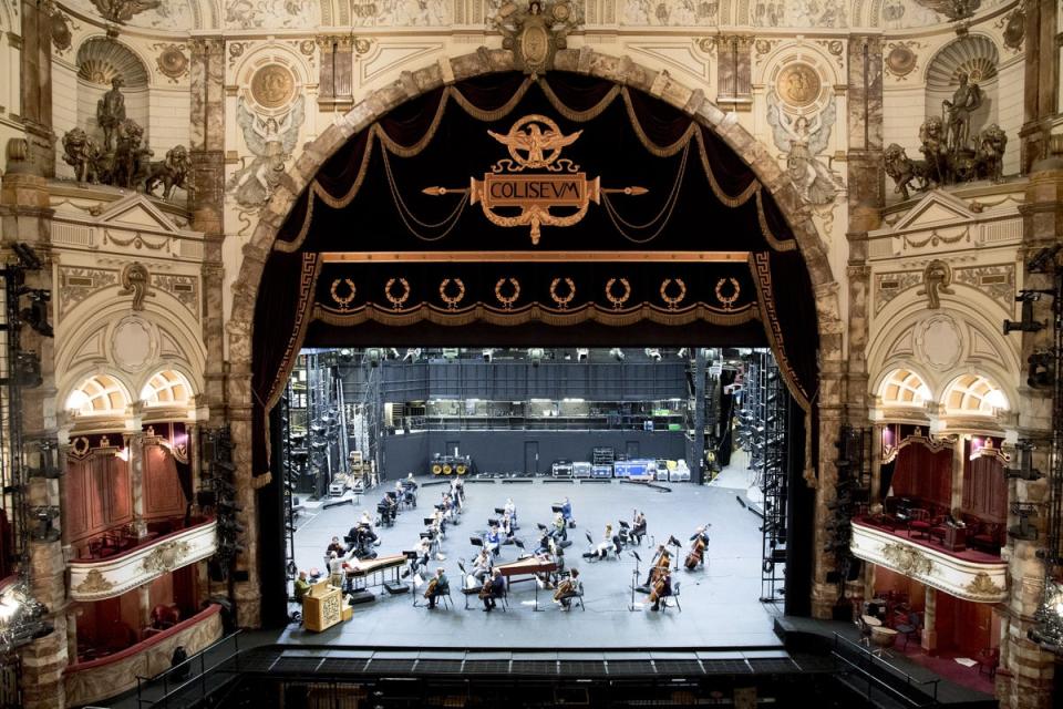 Members of the English National Opera take part in rehearsals at the London Coliseum (PA Archive)