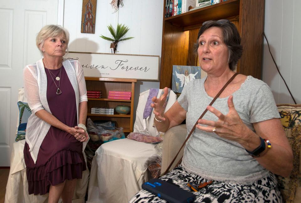 Magdalene's, Inc. Development Coordinator Josie Cotti shares the organization's plan to open its shelter for victims of human trafficking during an interview as the organization's Vice President Deb Atchison listens in on Tuesday, April 26, 2022. 