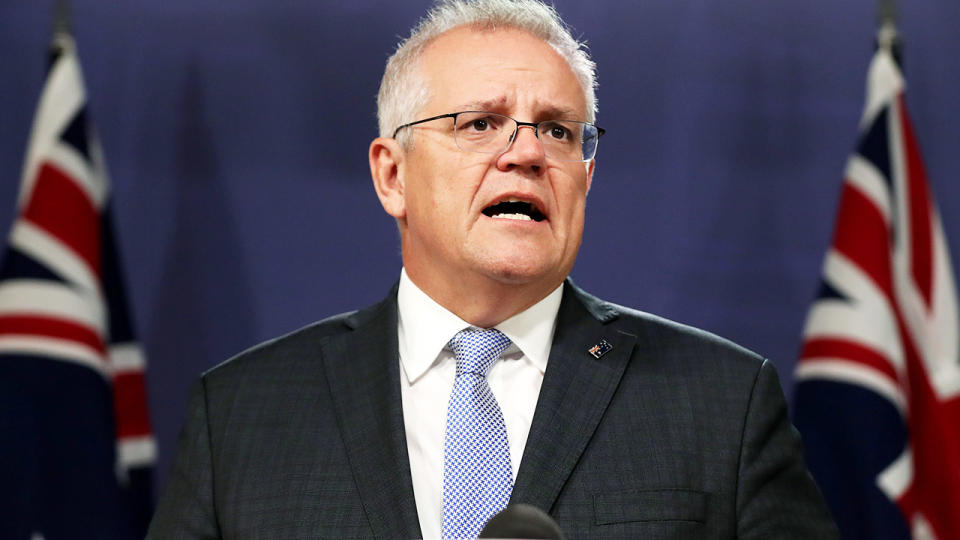 Scott Morrison, pictured here speaking at a news conference in Sydney. 