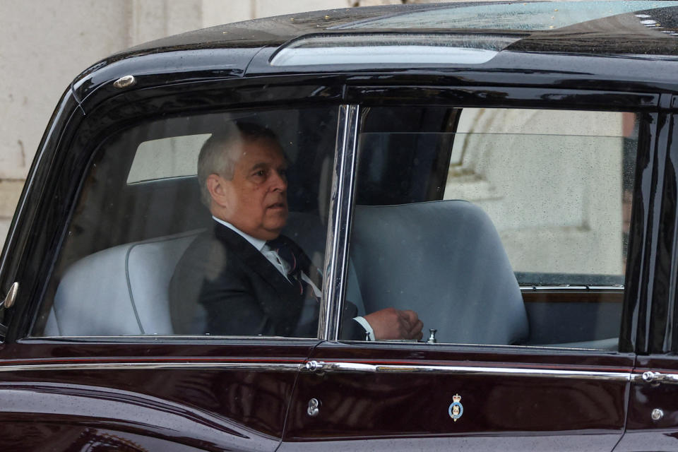 Britain's Prince Andrew leaves Buckingham Palace on the day of Britain's King Charles' coronation ceremony, in London, Britain May 6, 2023. REUTERS/Hannah McKay     TPX IMAGES OF THE DAY