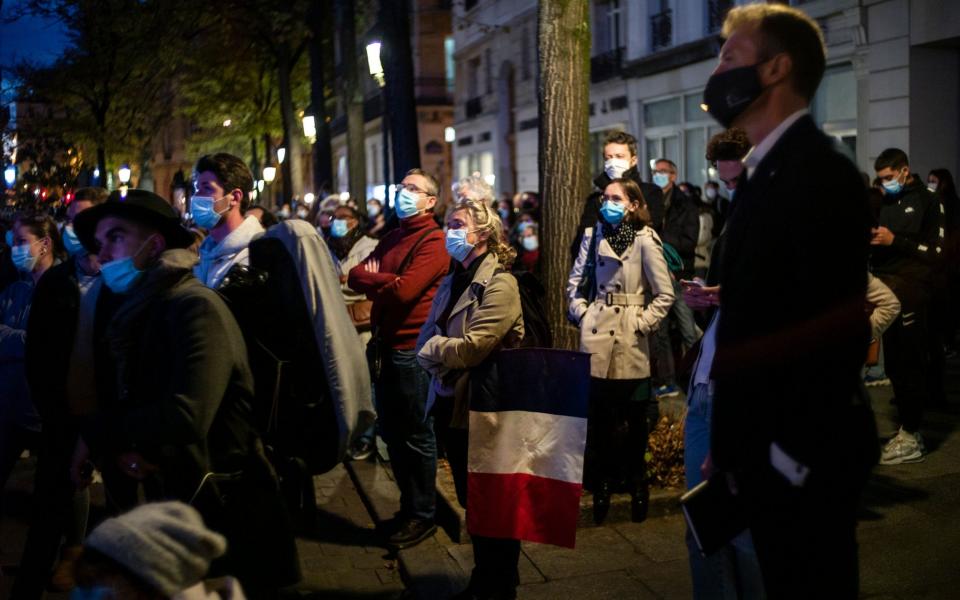 People gather to pay their respects to the late teacher Samuel Paty -  YOAN VALAT/EPA-EFE/Shutterstock