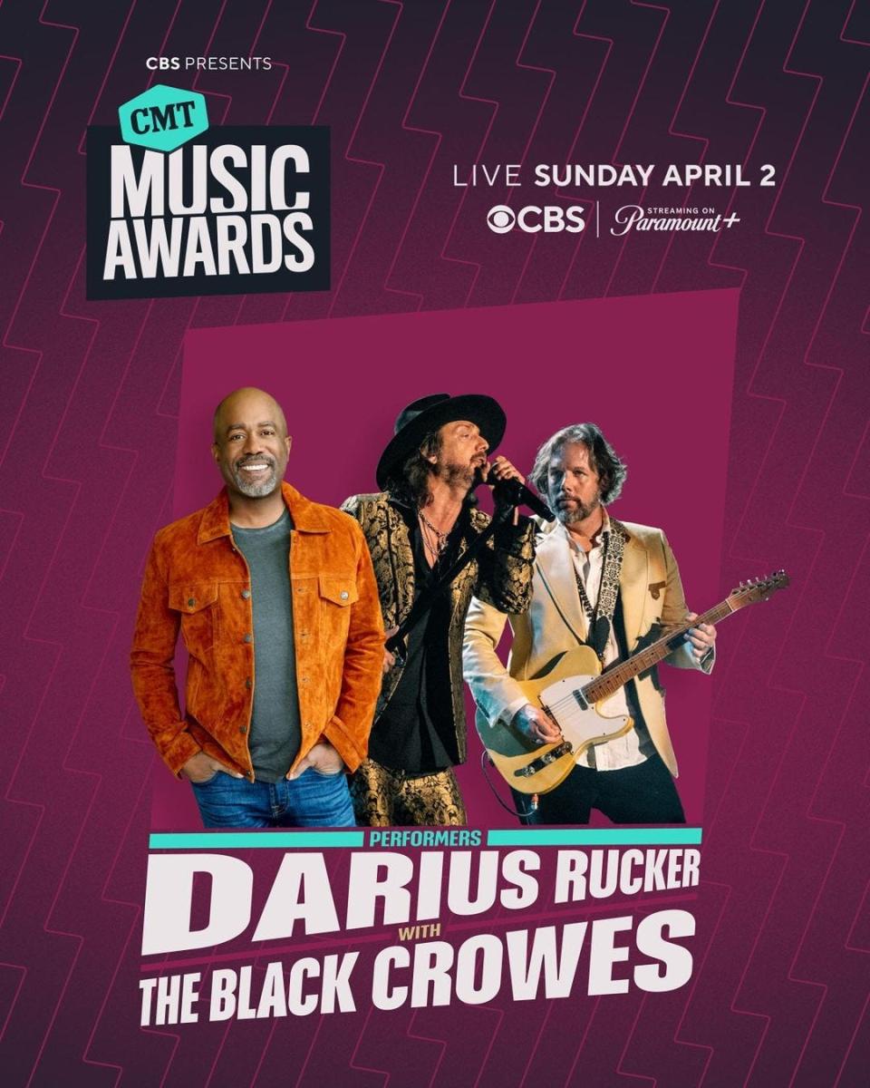 Darius Rucker pairs with The Black Crowes for a collaboration on the band's 1990 hit, "She Talks to Angels" at the 2023 CMT Music Awards