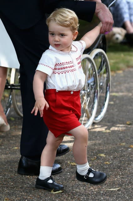 Prince George is getting the hang of this whole "being royalty" thing at nearly two years old, but it can become a little much at times! While at his sister, Princess Charlotte's christening over the weekend, the little guy showed that even though he's a supportive big brother, he can definitely make it reign sometimes! <strong>VIDEO: Princess Charlotte Christened In Same Church Princess Diana Was Baptized In </strong> Getty Images Not to take pleasure in your pouting, George, but that pout is so pro! And just look at him grumpy-mug the cameras. Getty Images Awwww, you cute little grumper! <strong>PHOTOS: Princess Charlotte of Cambridge's First Pics </strong> He's just a little heirritable right now. Getty Images Luckily, he can't keep up his pout when he peeks into his sister's stroller! All in the day of a prince! Getty Images <strong>PHOTOS: A Royal Family Photo Album </strong> Here's hoping England's sure-footed leader got a much needed nap. Getty Images Keep it regal, little George! Now, this old interview of Princess Diana talking about her hopes for Prince Williams future will bring you to pieces.