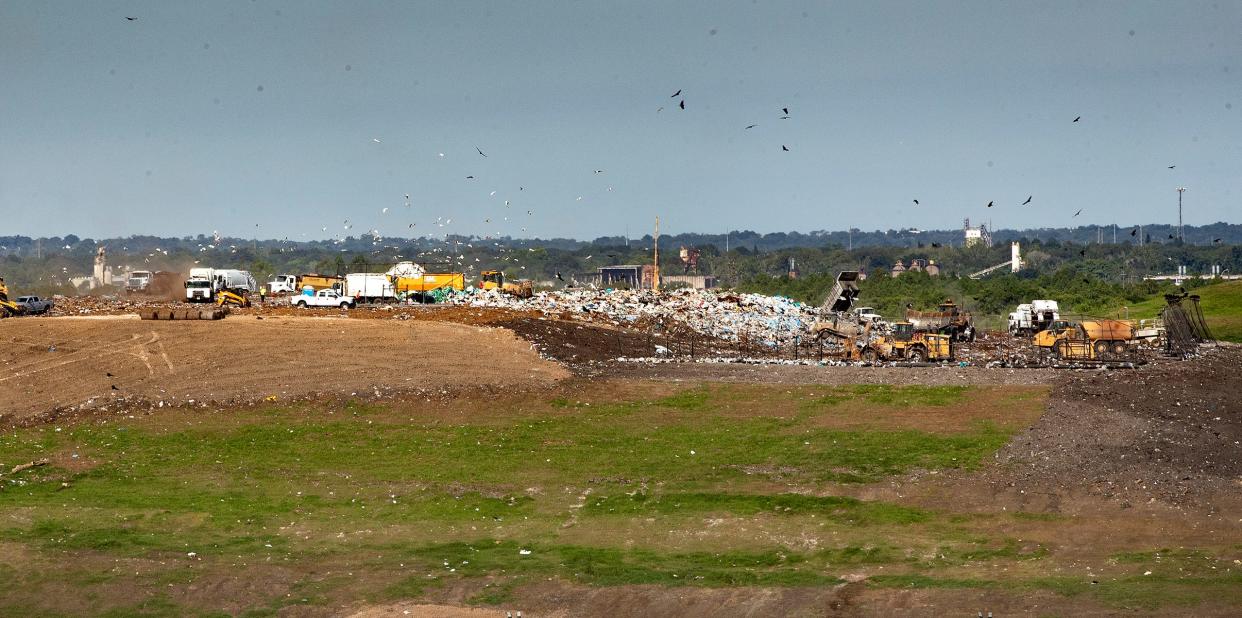 Public and private waste haulers dump their refuse at the North Central Polk County Landfill in Lakeland Fl.Friday May 7 2021.  ERNST PETERS/ THE LEDGER