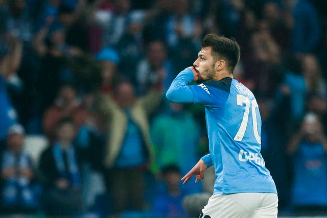 Gianluca Gaetano celebrates his goal as Napoli beat Champions League finalists Inter Milan