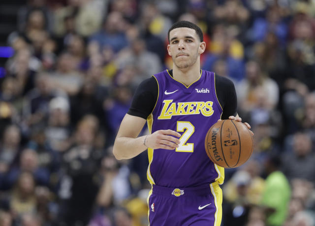 Lonzo Ball ended his first day as a Laker by throwing out the