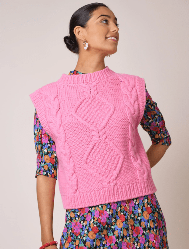 <p>Rixo Renee, $180, <a href="https://rixo.co.uk/collections/knitwear/products/renee-bright-pink" rel="nofollow noopener" target="_blank" data-ylk="slk:available here;elm:context_link;itc:0;sec:content-canvas" class="link ">available here</a> (sizes XXS-XL)</p>